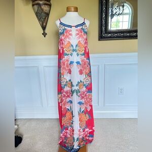 Sleeveless floral halter style maxi dress. Size M.